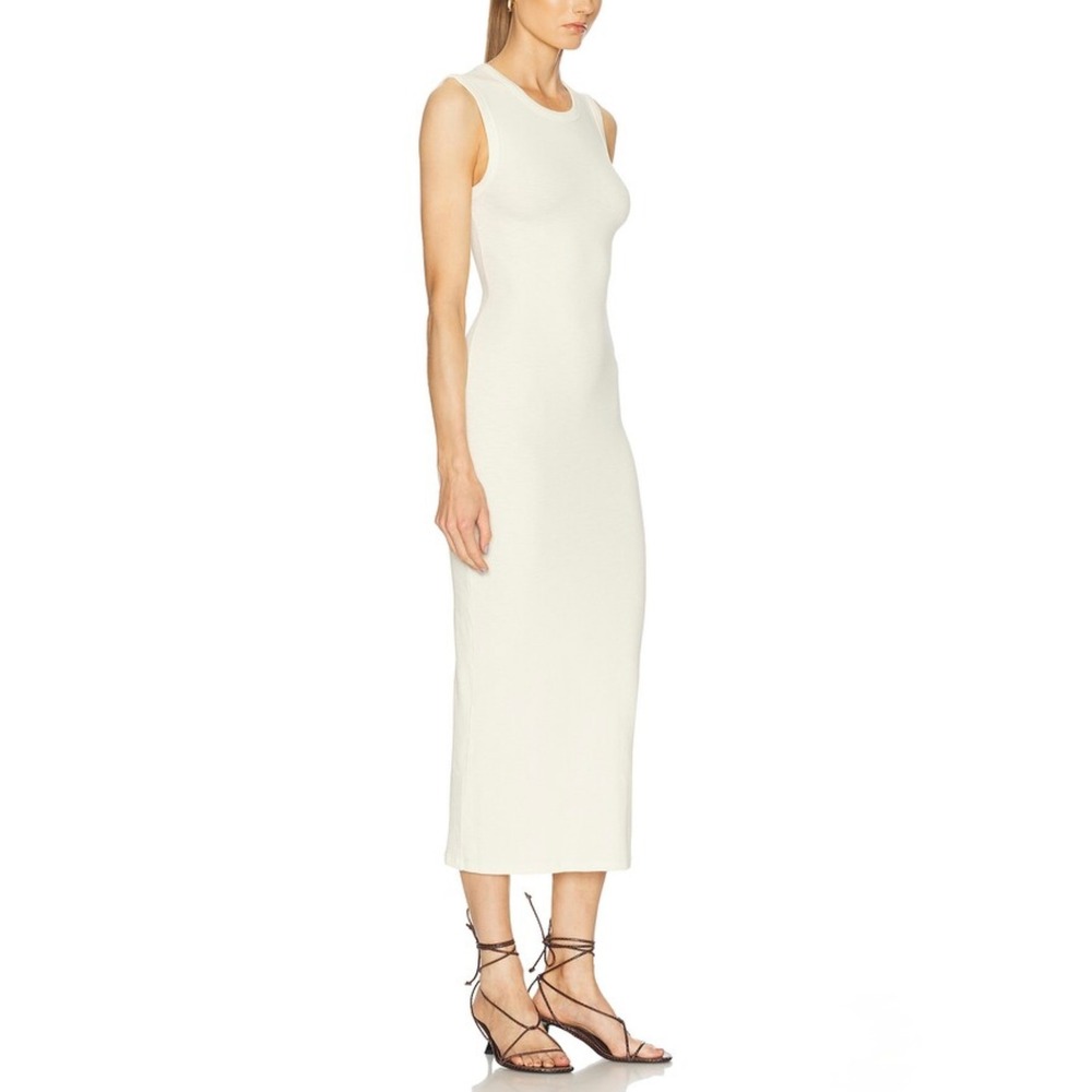 ENZA COSTA Textured Knit Sleeveless Maxi Dress Womens Small Off White Crew neck - Picture 3 of 16